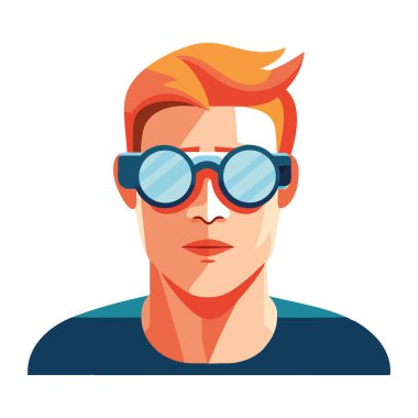 Güneş gözlüğü takan bir erkek izole edilmiş.