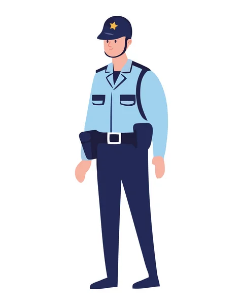 一个人 一个警察 站在制服图标孤立 — 图库矢量图片