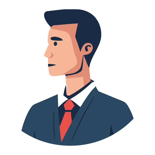 Homme Affaires Prospère Costume Bleu Icône Portrait Profil Isolé — Image vectorielle