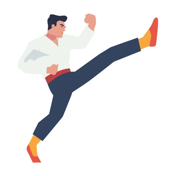 Masculino Karate Patadas Competencia Icono Aislado — Vector de stock