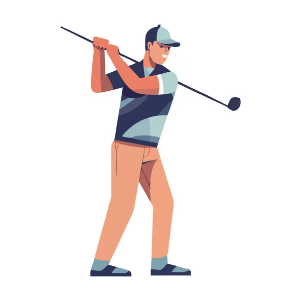 Golfista Houpačky Klub Hity Míč Dosahuje Úspěchu Ikona Izolované — Stockový vektor