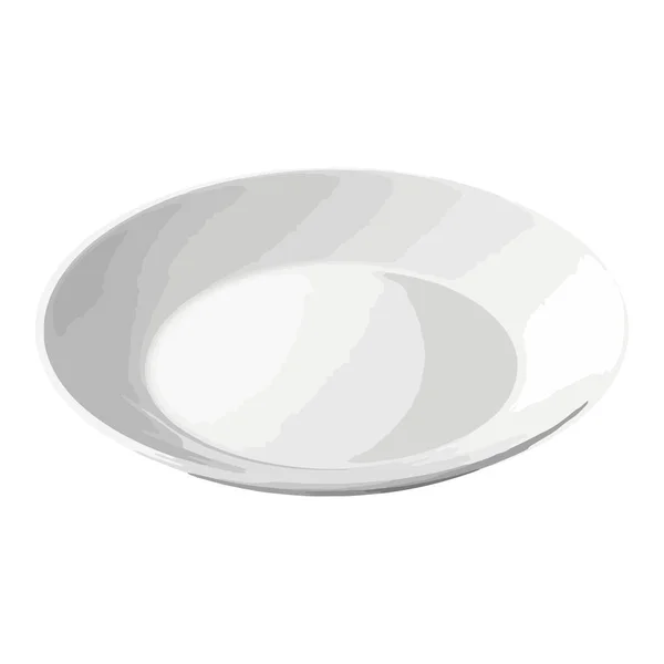Empty Plate Saucer Reflection Diner Icon Isolated — Stock Vector