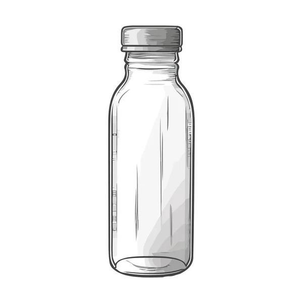 液体とキャップのアイコンが隔離された透明なボトル — ストックベクタ