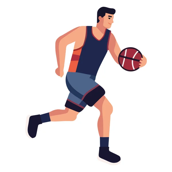 Jugador Baloncesto Saltando Con Icono Bola Aislado — Archivo Imágenes Vectoriales