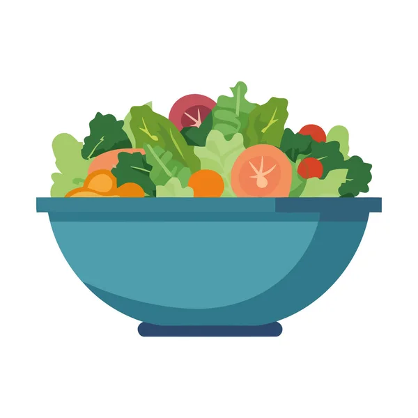 Salad Organik Segar Dengan Sayuran Sehat Dan Ikon Herbal Terisolasi - Stok Vektor