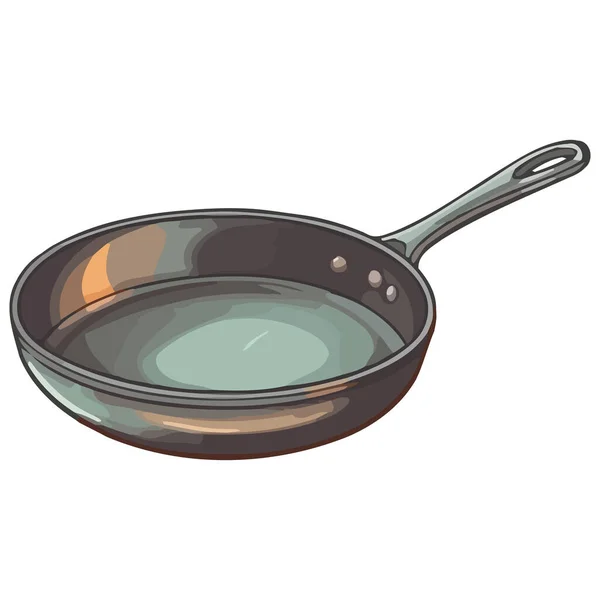 Repas Frits Dans Une Poêle Avec Icône Poignée Isolé — Image vectorielle