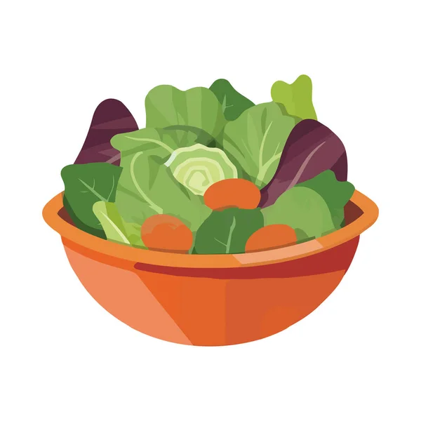 熟した野菜とハーブのアイコンが分離された新鮮な有機サラダ — ストックベクタ
