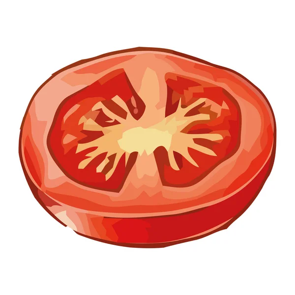 ジューシーで熟したトマトスライス グルメな喜び 隔離された — ストックベクタ