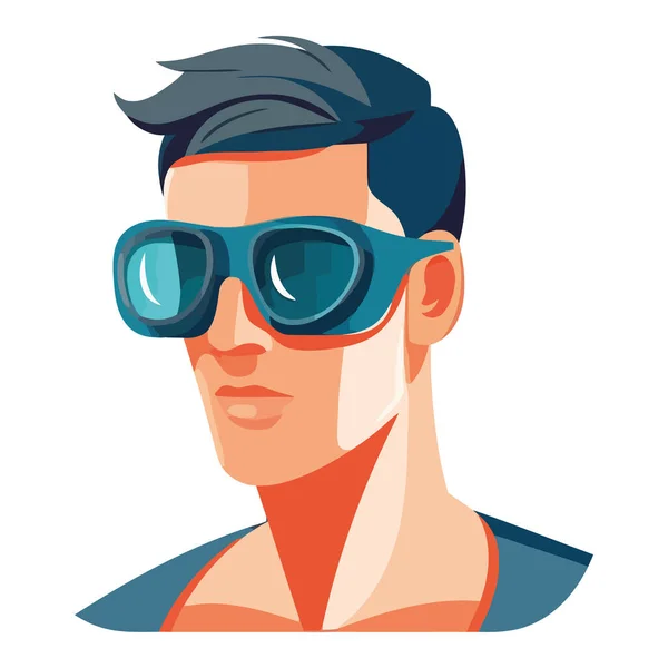 Muž Pohodě Slunečních Brýlích Ikona Izolované — Stockový vektor