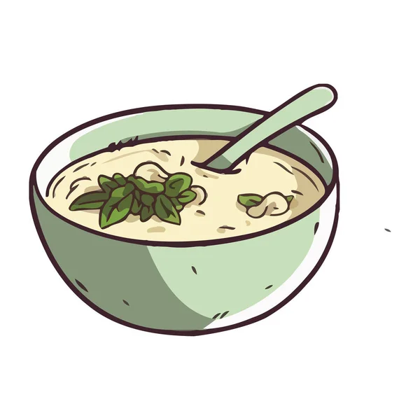 Вегетаріанський Суп Свіжими Травами Значком Овочів Ізольований — стоковий вектор