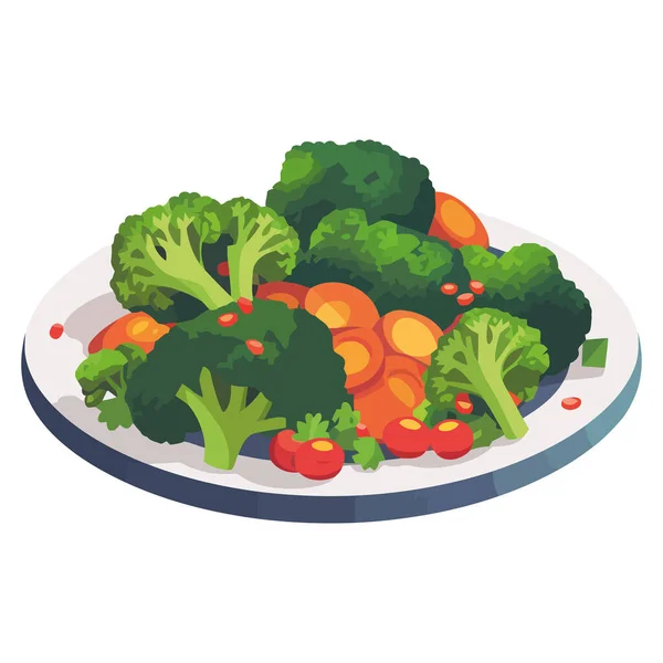 stock vector Fresh vegetable salad, healthy meal for vegetarians. isolated