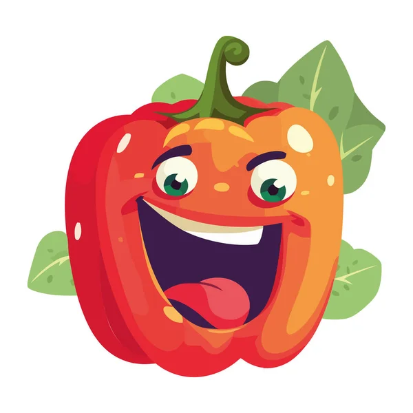 Sorrindo Comer Pimenta Madura Ícone Dos Desenhos Animados Isolado —  Vetores de Stock