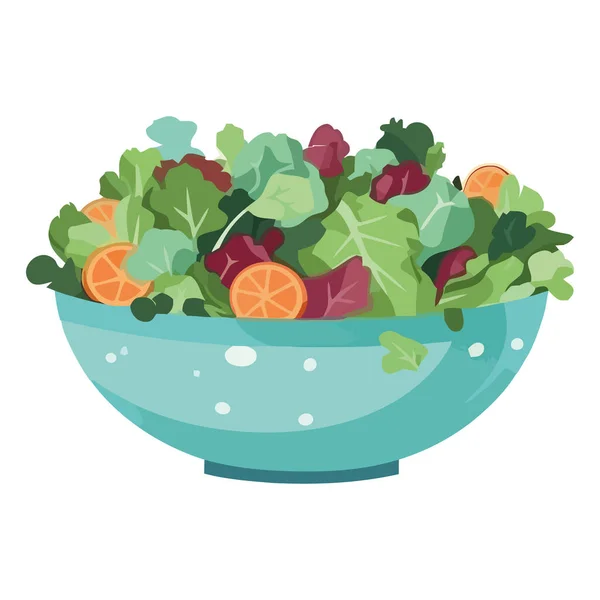 Tigela Salada Vegetariana Fresca Com Limão Ervas Ícone Isolado — Vetor de Stock