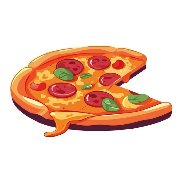 Pieczony Kawałek Pizzy Pepperoni Ikoną Salami Izolowane — Wektor stockowy