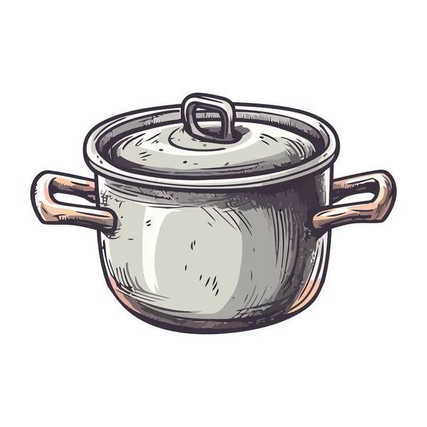 Koken Pan Kokende Soep Pictogram Geïsoleerd — Stockvector