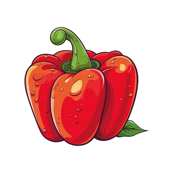 Fresh Organic Vegetables Ripe Pepper Icon Isolated — Stock Vector