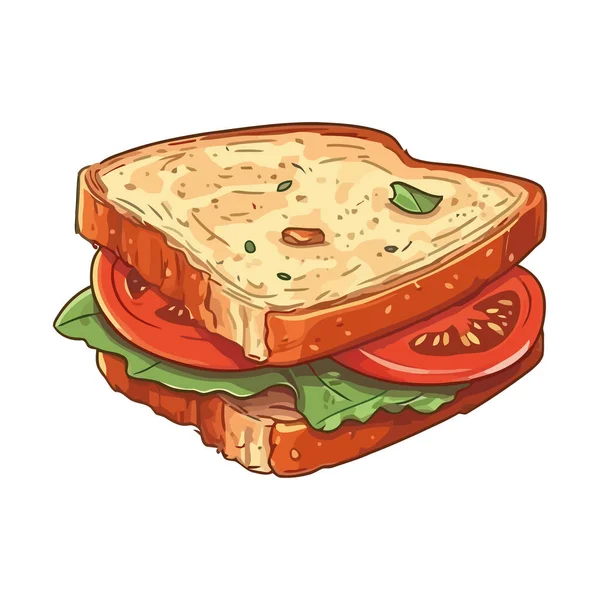 Sandwich Mozzarella Frais Choix Rafraîchissant Pour Déjeuner Isolé — Image vectorielle