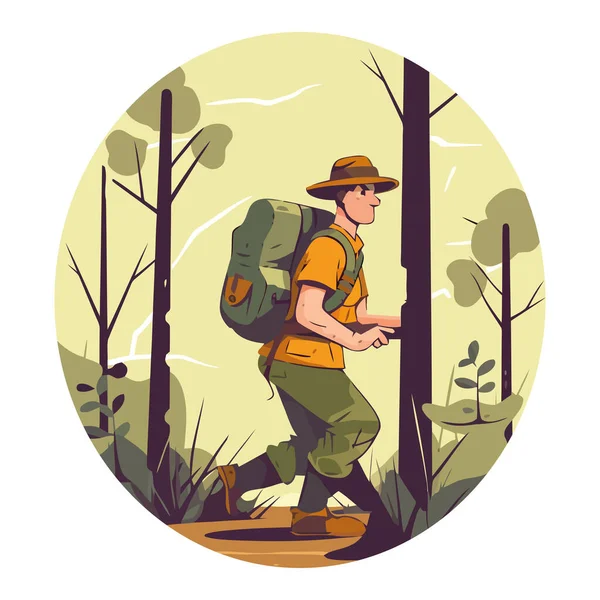 Hiking clipart illustration depicting a hiker with a backpack, enjoying the  scenic view of a waterfall in a lush forest. AI Generated 26674671 PNG