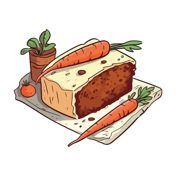 Вишуканий Свіжі Овочі Морквяний Торт Значок Ізольовані — стоковий вектор