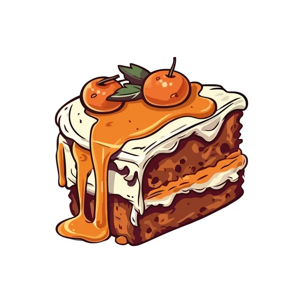 Lager Cheesecake Med Jordgubbssås Ikon Isolerad — Stock vektor
