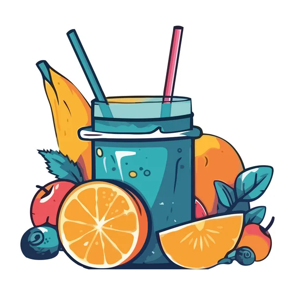 Juicy Citrus Fruit Cocktail Fresh Summer Refreshment Icon Isolated — Stock Vector
