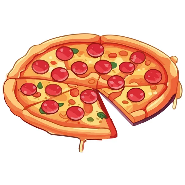 Plasterek Pizzy Pepperoni Świeży Pyszny Posiłek Ikona Izolowane — Wektor stockowy