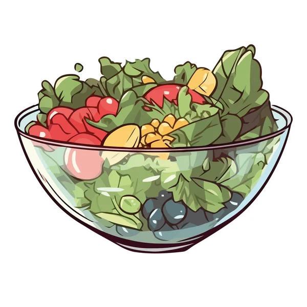 Salad Tomat Organik Segar Ikon Makanan Sehat Terisolasi - Stok Vektor
