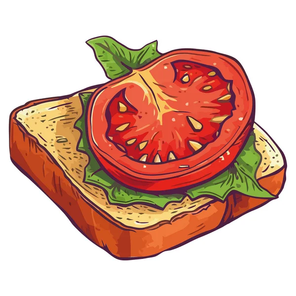 Frische Vegetarische Mahlzeit Tomaten Und Mozzarella Sandwich Isoliert — Stockvektor