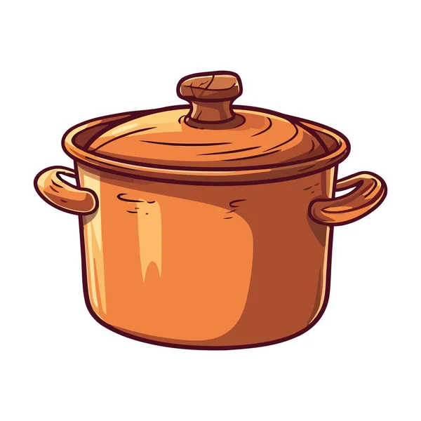 Enamel Old Pot Utensil Kitchen Icon Isolated — Stock Vector