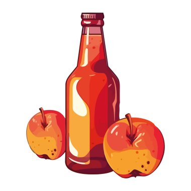Taze elma şarabı, izole edilmiş bir sonbahar kutlama ikonu.