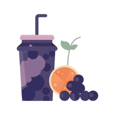 Taze organik meyve ve meyve kokteyli ikonu izole edildi.