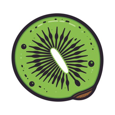 Taze organik meyve kivi, sağlıklı yaz atıştırmalığı ikonu izole edilmiş.