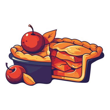 Taze meyveli pasta, öğle yemeği ikonu için sağlıklı yemek.