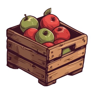 Sağlıklı bir sepet ikonunda taze, olgun meyveler izole edilmiş.