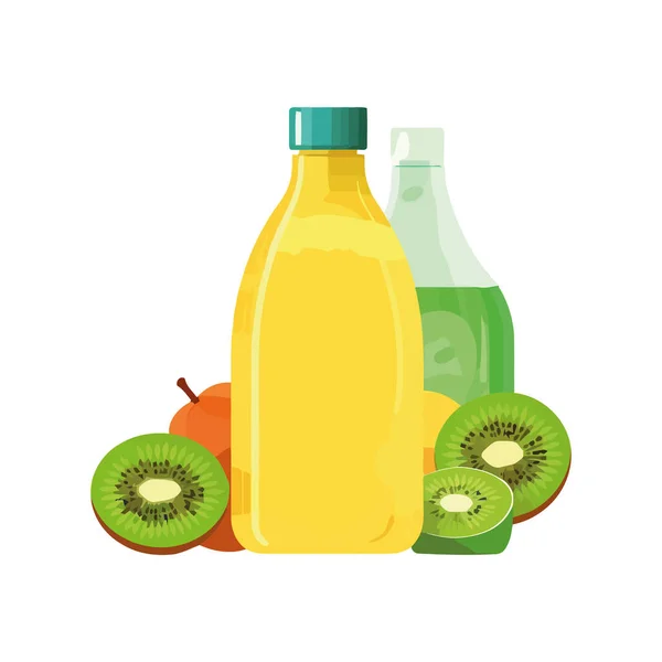 Frischer Bio Fruchtsaft Glasflasche — Stockvektor
