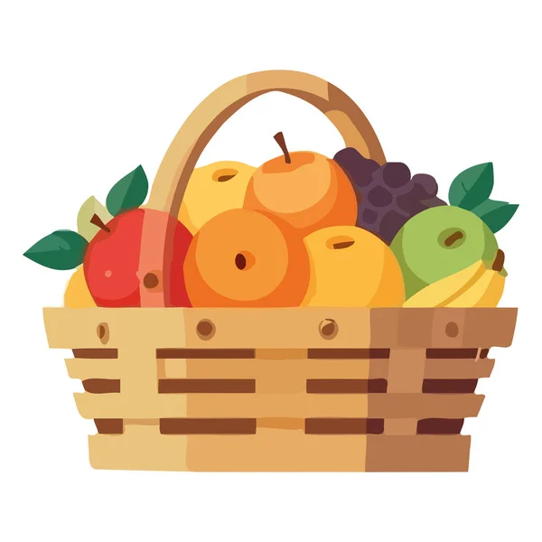 Taze Organik Meyve Sepeti Sağlıklı Beslenmek Için Olgun Izole Edilmiş — Stok Vektör