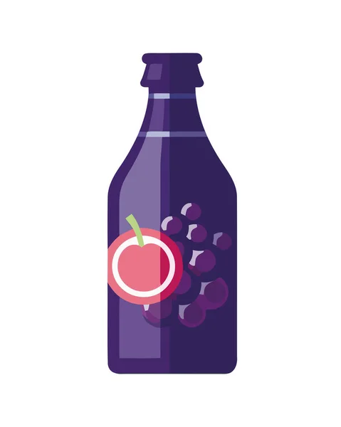 Φρέσκα Φρούτα Και Κρασί Γυάλινο Μπουκάλι Εικονίδιο Απομονωμένο — Διανυσματικό Αρχείο