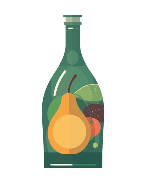 Biologisch Fruit Mix Fles Ontwerp Geïsoleerde Vector Pictogram — Stockvector