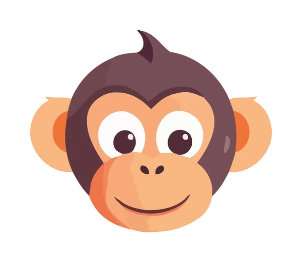 Ícone Desenho Animado Macaco Sorridente Isolado — Vetor de Stock
