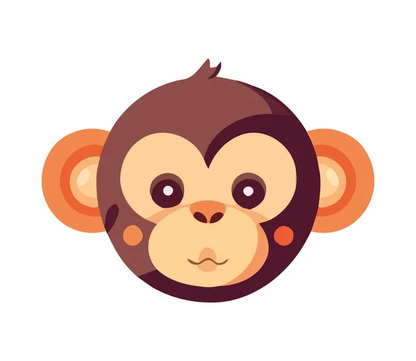 Niedliche Affen Maskottchen Kopf Symbol Isoliert — Stockvektor