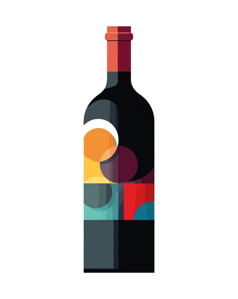Wine Bottle Label Design Illustration Icon Isolated — Stock Vector
