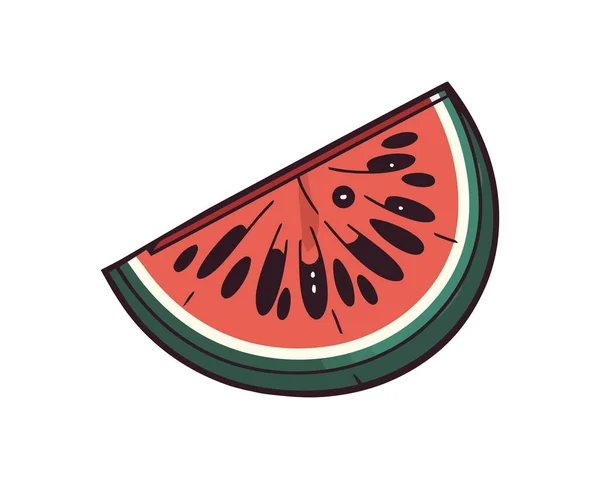 多汁西瓜片 新鲜夏季小吃图标隔离 — 图库矢量图片