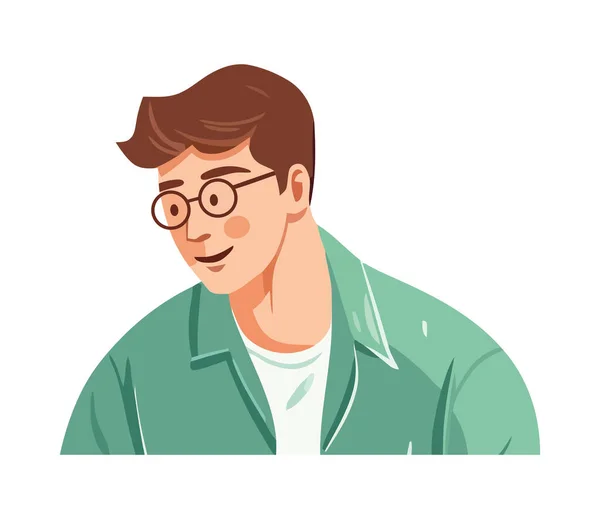 Fröhlicher Mann Mit Brille Lächelnde Ikone Isoliert — Stockvektor