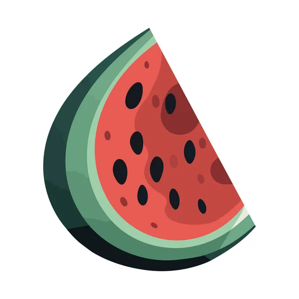 Saftige Wassermelonenscheibe Frisches Obst Isoliert — Stockvektor