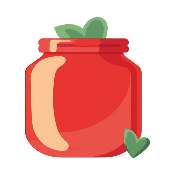 瓶の中に新鮮な有機トマト 孤立グルメデザートアイコン — ストックベクタ