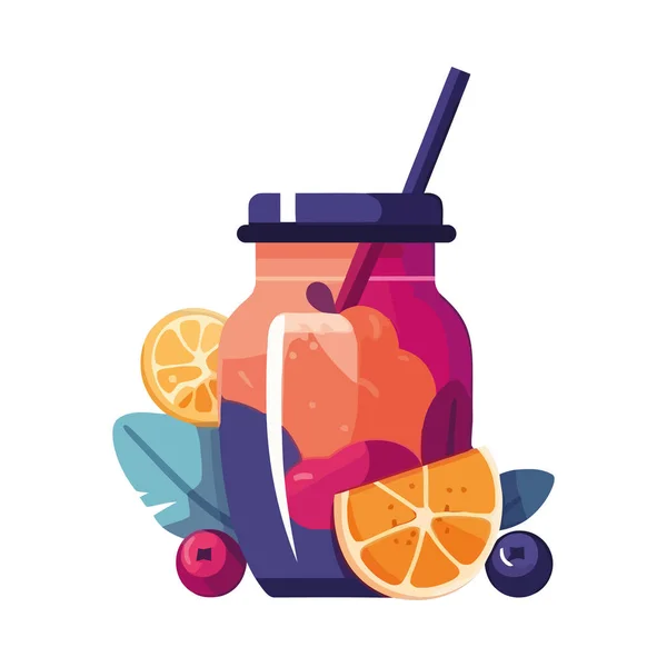 Süße Sommerfrüchte Cocktail Ikone Isoliert — Stockvektor