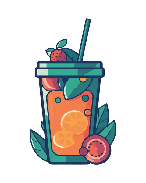 Juicy Strawberry Cocktail Refreshing Summer Drink Icon Isolated — Stock Vector