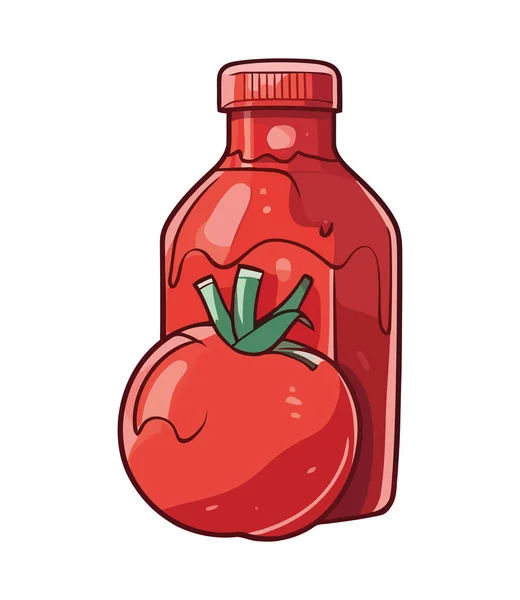 ガラス瓶のアイコンに新鮮な有機トマトジュース孤立 — ストックベクタ