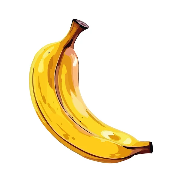 Mogen Banan Frukt Vit Bakgrund Ikon Isolerad — Stock vektor