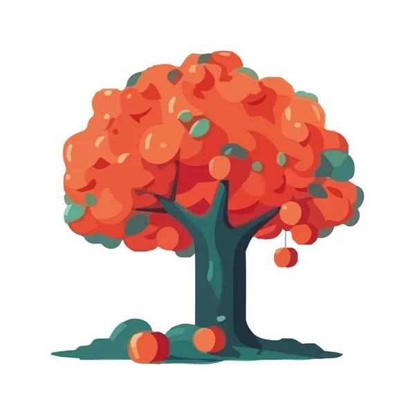 Elma Ağacı Simgesi Tarafından Sembolize Edilen Organik Büyüme Izole Edildi — Stok Vektör